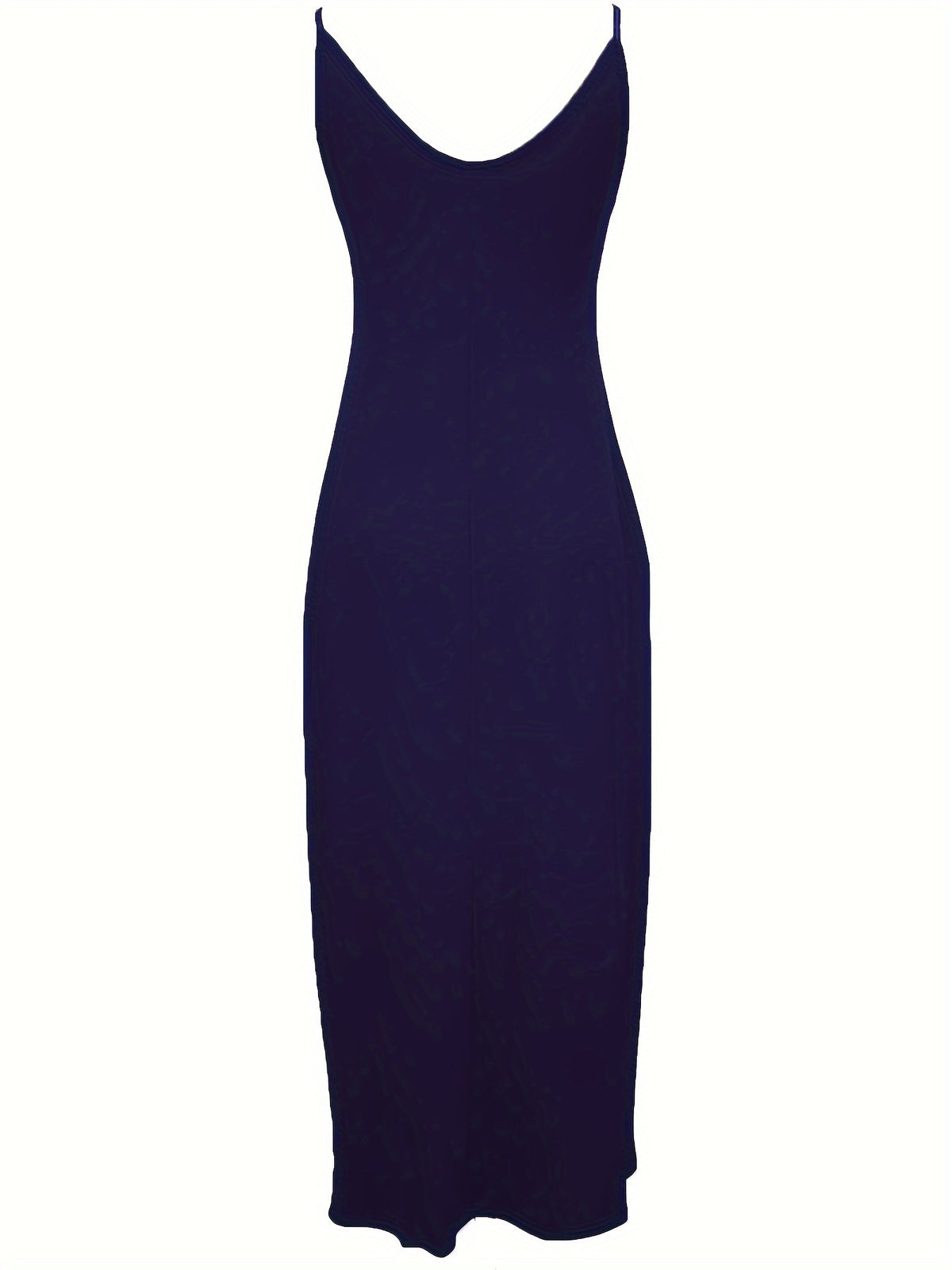 Oriented to European And American Foreign Trade Cross-Border New Women'S Long Dress, Slim And A-Line Solid Color Pattern Suspender Dress - Dark Blue