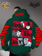 Warner Official Men's Hoodie, Red Bottom Three Grid Comic Batman Joker  Character Print Design, Machine Washable, Warm and Casual for Autumn and Winter, Daily Drawstring Hoodie, Multi Functional Sports and Leisure Loose Version - Green