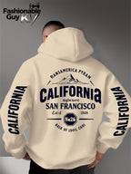Hooded Sweatshirt with Street Culture Symbols: Featuring a "CALIFORNIA" Print That Embodies the Grandeur of the Wilderness and the Pioneering Spirit, This Sweatshirt Serves as an Exclusive Symbol for Street Culture Enthusiasts to Connect - Apricot