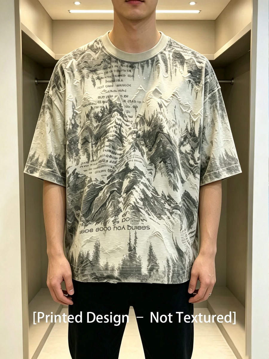 Men'S [Printed Design – Not Textured] Men'S Short Sleeve Summer T-Shirt, Heavy Wash Fabric, Light Luxury Men'S Clothing, Top, Perfect Gift for Men - Warehouse-7037 Khaki