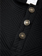 Men'S Henley Collar Long Sleeve T-Shirt Top Spring Autumn 5pcs Set Breathable Skin-Friendly Knit Fabric Contrast Color Button Half-Open Diamond Relief Jacquard Fabric Ribbed Cuffed Business Casual Men'S Base Layer Long Sleeve T-Shirt Suitable for Da - Black+Book White+Khaki+Light Gray+Book White