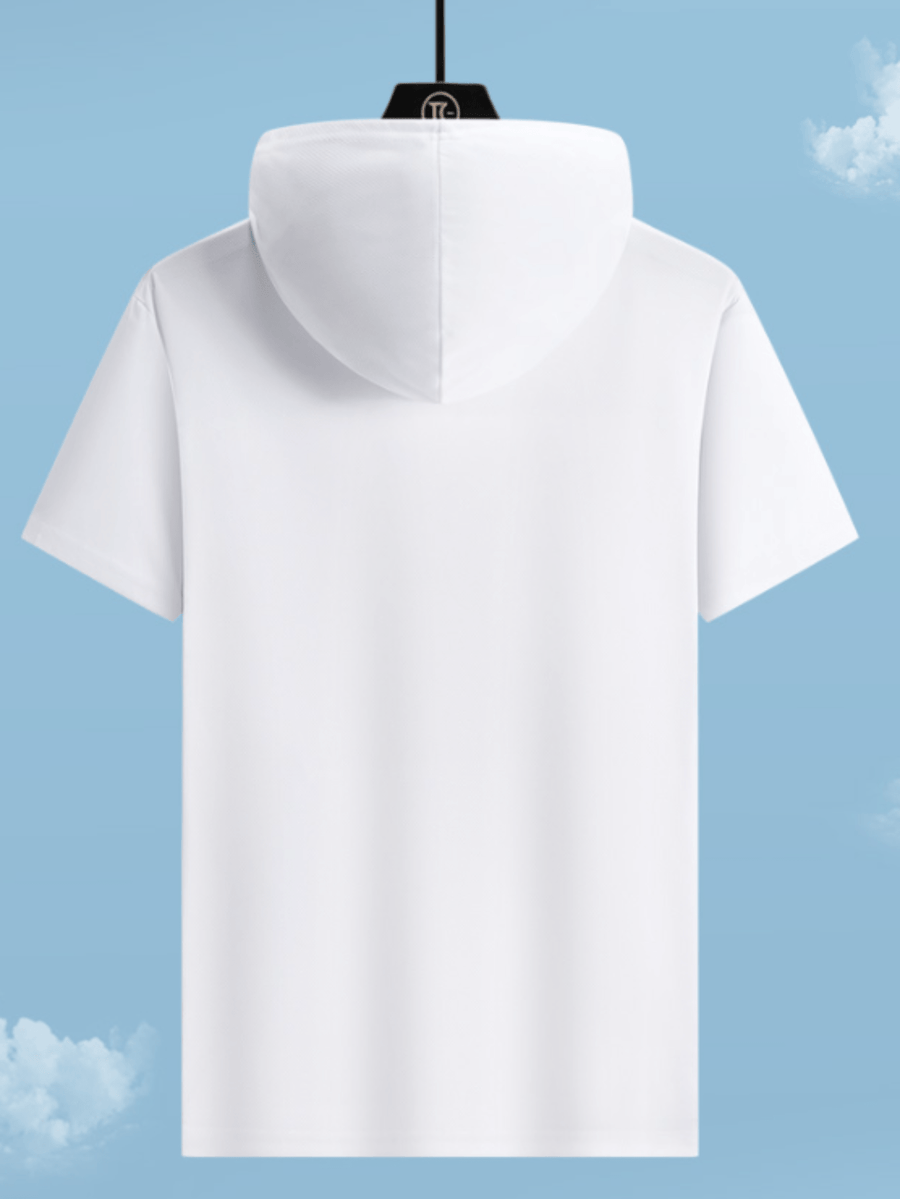 T-shirt, Cool and Breathable for Summer, New Hooded Short-sleeve Men's Sports T-shirt, Fashionable Trendy Brand, Loose and Breathable, Casual Sports Wear - Orange
