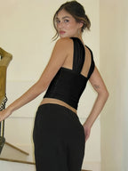 TP2401 European And American Style Hot Women'S Clothing Versatile Sexy Breast Top - Black