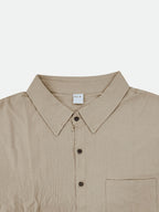 Men's Short-sleeve Shirt, Made of Comfortable and Breathable Fabric, Suitable for Daily Outings, Outdoor Sports, Travel, and Vacations. Lightweight and Airy with a Regular Fit, Ideal for the Beach, Hiking, Evening Wear, and Casual Street Style. - Khaki
