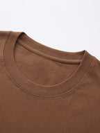 Pixel Art Style Coffee Time Men's Pure Cotton T-Shirt, "CO:FF:EE TIME" Letter Print, Features a Simple Everyday Vibe, Breathable and Skin-Friendly for No Sweaty Feel, High Elasticity with No Deformation, Versatile Crew Neck Fit for a Slimming Look - Coffee Brown