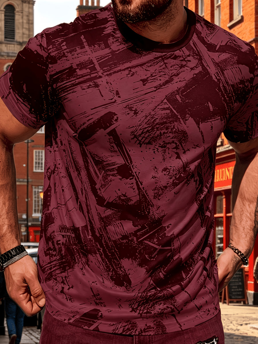 Men's Size-Coded Summer T-Shirts with Printed Design(Non-Textured), Ideal for Seaside Outdoor Sports Outfits - Style 18
