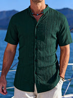 [Uomo Le Mi OBM] 3pcs Men'S Summer Short Sleeve Shirts | Lightweight Breathable Solid Color Button-Up Casual Shirts with Stand Collar, Machine Washable for Beach Vacation, Pool Party & Casual Attire, High Quality, Dad Christmas Gifts, Slim Fit, Daily - Mixed Color 4