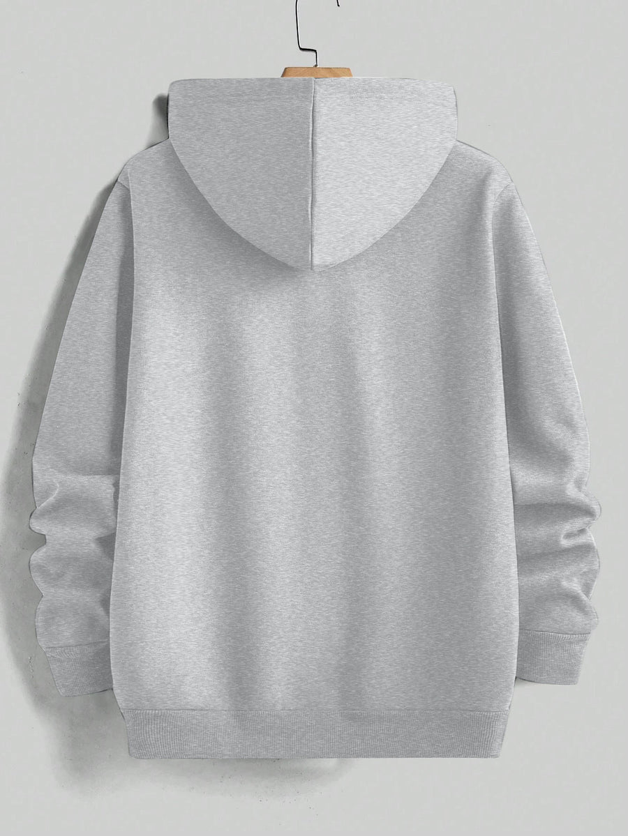 Fashion Casual Style Easy Gradient Letter Pattern Men'S Hoodie, Men'S Long Sleeve Hooded Sweatshirt - Light Grey