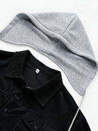 Spring/Autumn Lightweight New Men'S Casual Fashion Multi-Pocket Cargo Hooded Jacket, Detachable Hood Design Men'S Outerwear, Comfortable And Versatile for Various Scenes And Daily Wear - Black