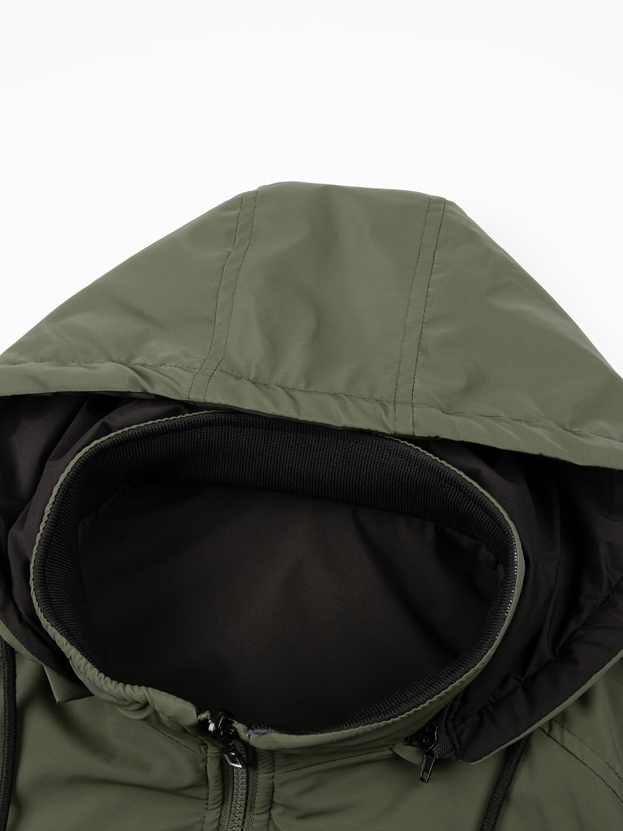 New Men'S Warm Thick Reversible Hooded Outdoor Jacket with Zipper Pockets Detachable Hood And Ribbed Cuffs Versatile Casual Coat for Daily Commute Wild Adventure Skiing Hiking Trekking Daily Outdoor Outfits - Military Green