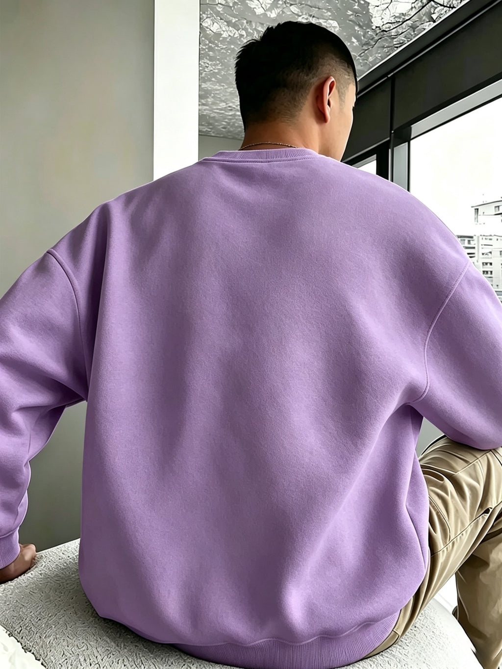 Single Pc, Unisex, Loose Fit, "Superman S Shield Logo, Metallic 3D Embossed Texture, Red Black Yellow Contrast, Sharp Edges, Centered Placement" Print, Solid Color 100% Polyester Round Neck Sweatshirt, Casual Street Commute - Violet