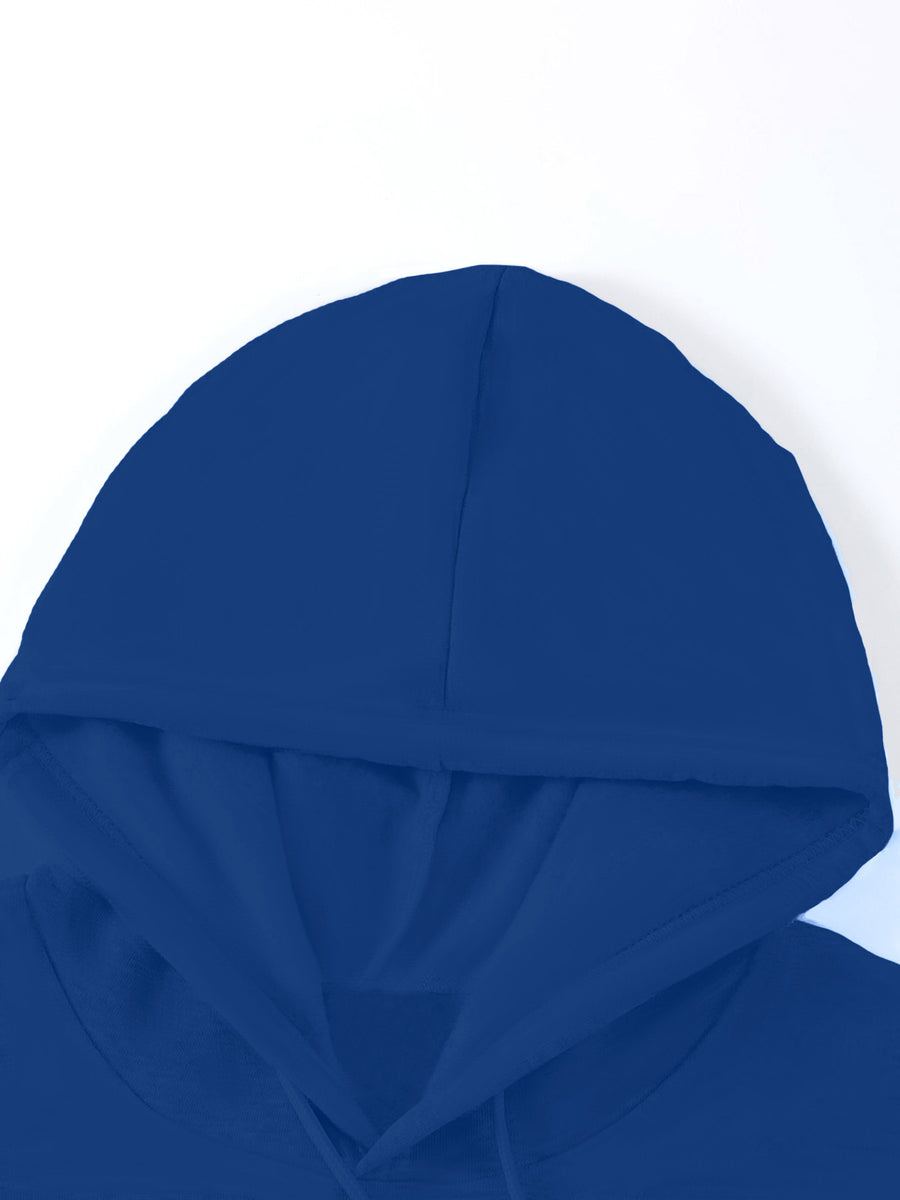 2025 New Women's American Fashion Casual Norwegian Outdoor Letter Print Hoodie with Kangaroo Pocket and Drawstring, 100% Polyester Fabric, Machine Washable, All-Season Y Sweatshirt - Blue