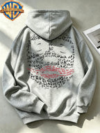 Joker HAHA Text Surround Graffiti Print Trendy Cool Casual All-Match Sports Drawstring Pocket Hooded Men'S Sweatshirt, Men'S Autumn Winter Cute Casual Style - Light Grey