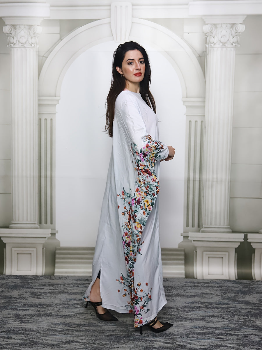 Batwing Sleeve Women's Dress - White