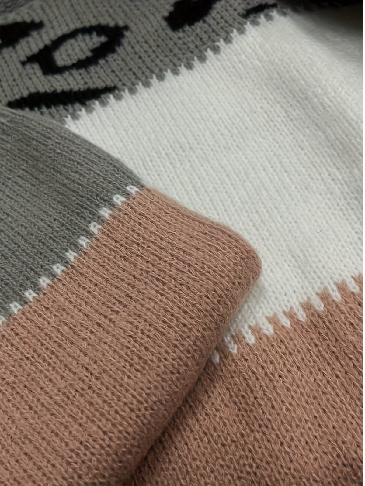 Autumn And Winter Leopard Print Color-Blocked Pullover Sweater - Pink Color