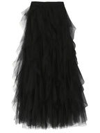 Classic Mesh Irregular Fairy Dress - Black