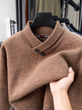 New Men'S Fashion Trendy All-Match Long Sleeve Warm Knit Sweater - Camel