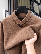 New Men'S Fashion Trendy All-Match Long Sleeve Warm Knit Sweater - Camel