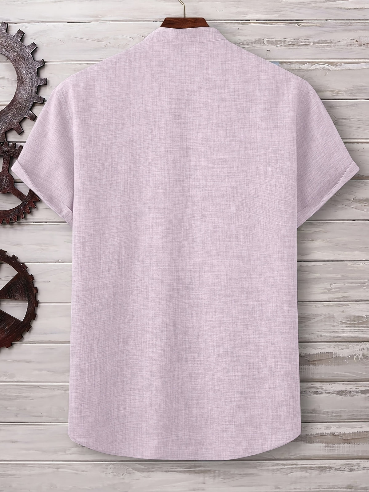 -Border Trade Men'S Fashion Summer Casual Short-Sleeved Henley Shirt by Pearson Selected - Pink Color