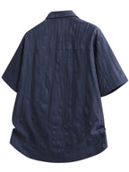 Men's Vintage Lapel Short-Sleeve Shirt, New Summer Trendy Loose Fit Casual Versatile Top Jacket - Blue