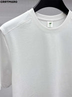 Katemar CRRTMARO New Summer Round Neck Ice Silky Fiber Fabric Quick-Dry Short Sleeve T-Shirt for Young Men, Loose Fit Casual Short Sleeve Top, Men's Apparel NKY - White