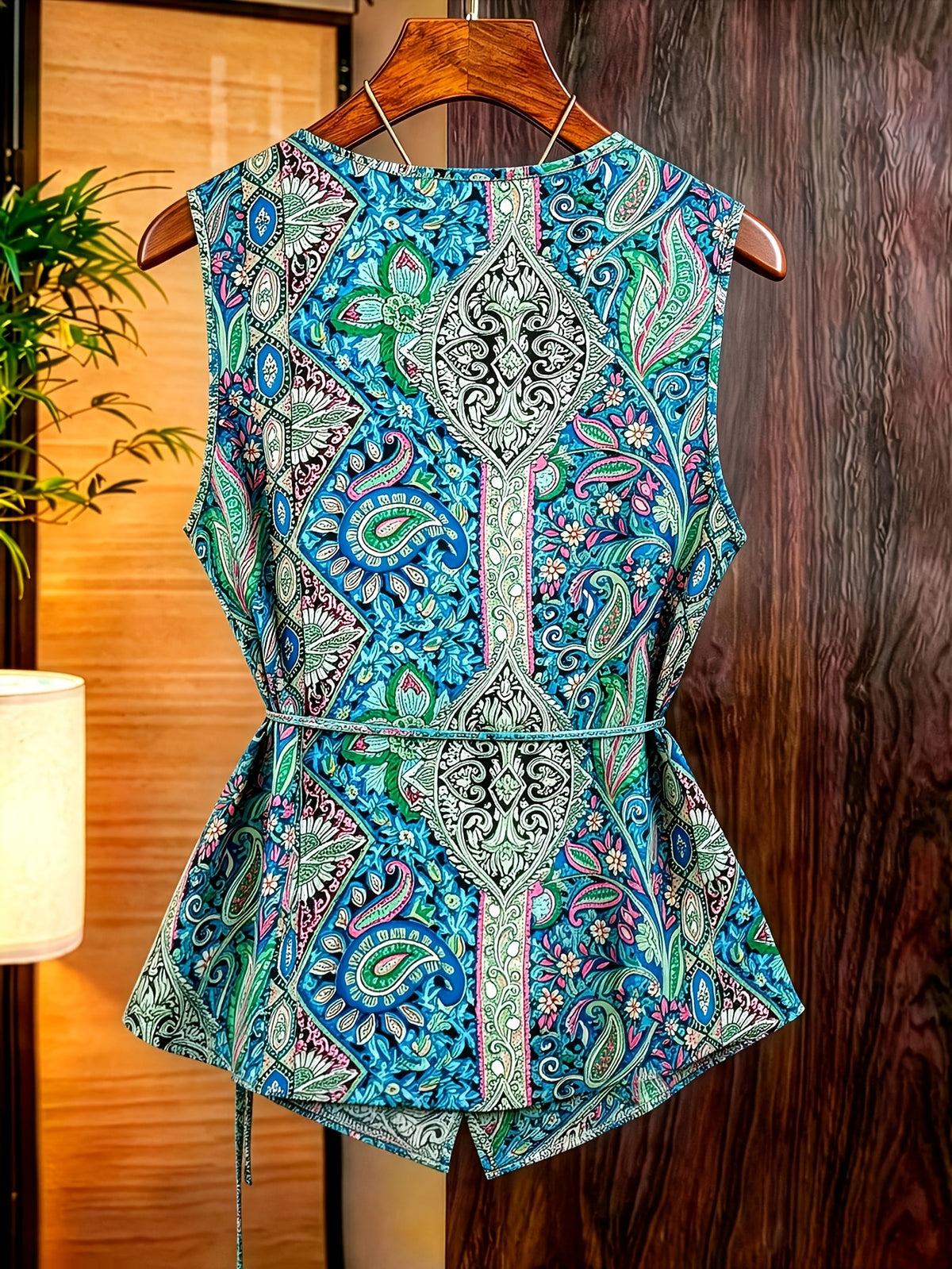 Women'S New Paisley Top, V-Neck Cross-Tie Sleeveless Slim Shirt, Fashion Casual Vest Suitable for Work, Vacation, Dating, Multi-Purpose Summer - Mixed Color 2