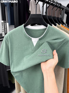 CRRTMARO Summer New Round Neck Quick-Dry Short Sleeve T-Shirt Men'S Youth Loose Casual Short Sleeve Top Men'S Clothing Huiwang - Light Green