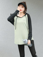Plus Size - Plus Size - A Women'S Plus-Size Hoodie with a Color-Block Design, Loose Fit, Suitable for And Casual Wear, Stylish And Age-Reducing - Green