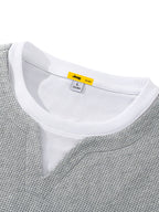 JEEP Men's Spring/Autumn Waffle Knit Colorblock 2-in-1 Look Long T-shirt - Grey