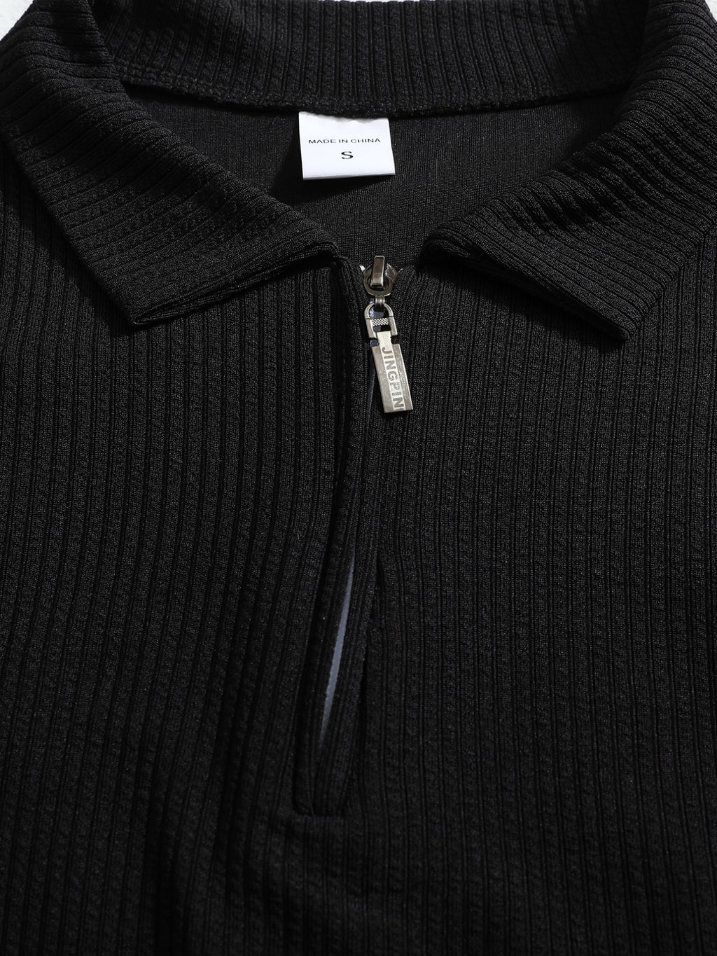 Autumn/Winter Men's Long-Sleeve Lapel Outdoor Casual Sport Half-Zip Printed Polo Shirt - Black