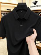 Men'S Luxury Notch Collar Polo Shirt, Thin Cool Wrinkle-Free Quick Dry Short Sleeve, Father'S Day Gift for Fishing Men'S Clothing - Black
