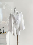Solid Color Long Sleeve French Shirt for Women New Arrival - White