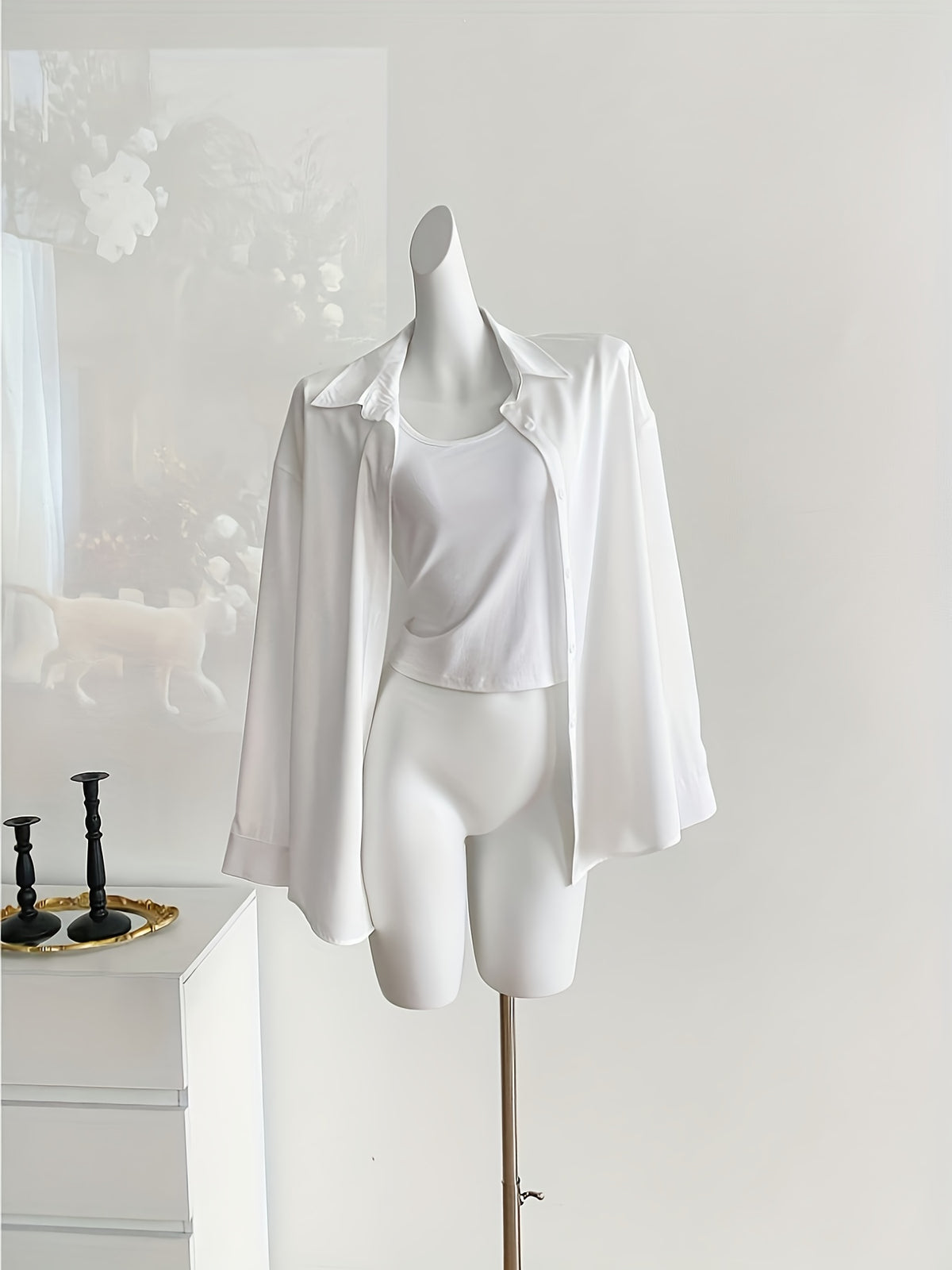 Solid Color Long Sleeve French Shirt for Women New Arrival - White