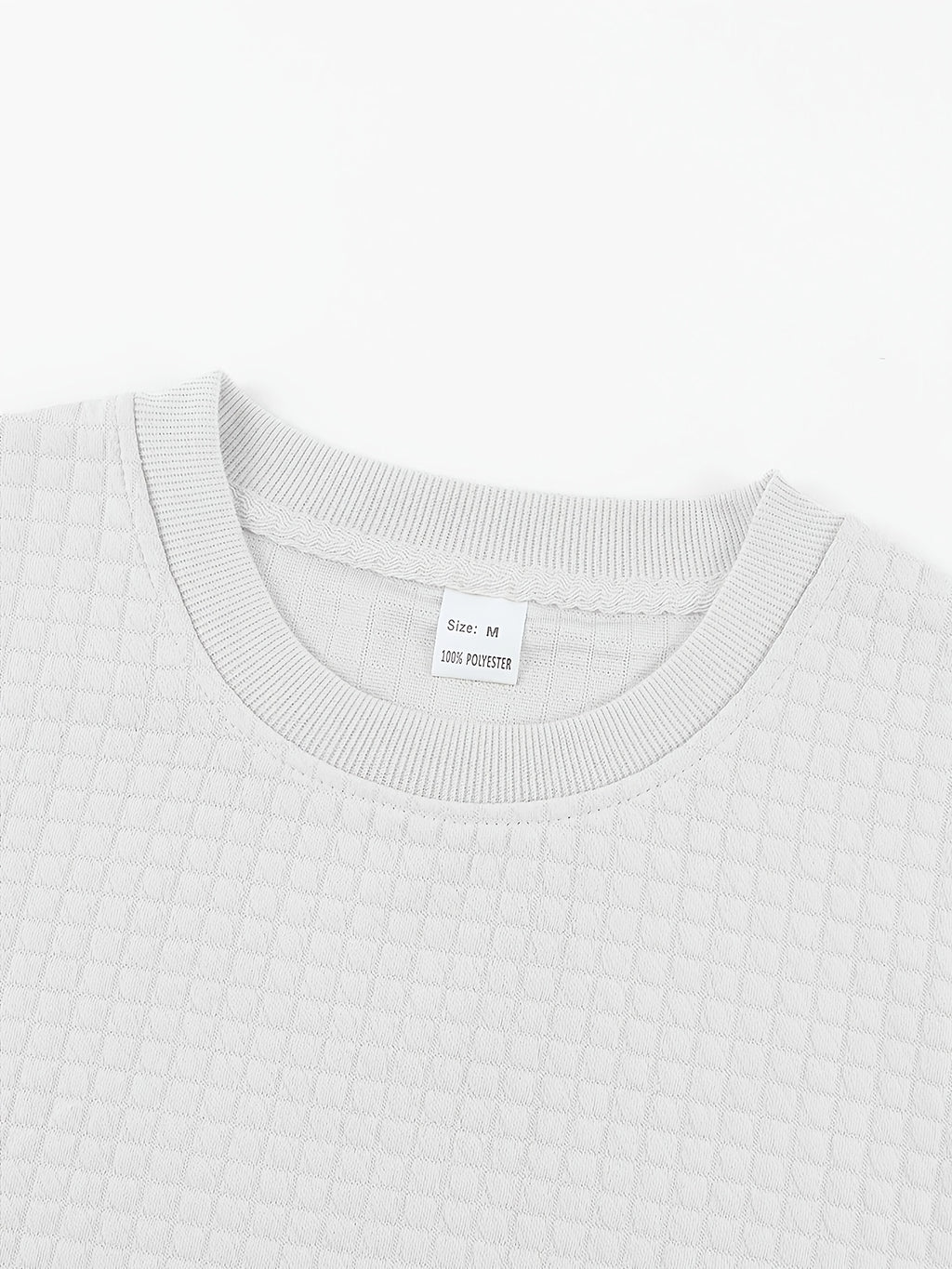 Men'S Waffle Knit T-Shirt, a Short Sleeve Crew Neck Casual Summer Top Featuring Premium Handcrafted Fashion Labeling. Made from Textured, Breathable Fabric with a Soft And Lightweight Feel, Offering a Comfortable Slim-Fit Design - White
