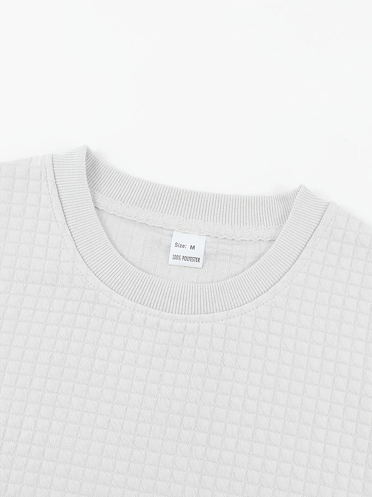 Men'S Waffle Knit T-Shirt, a Short Sleeve Crew Neck Casual Summer Top Featuring Premium Handcrafted Fashion Labeling. Made from Textured, Breathable Fabric with a Soft And Lightweight Feel, Offering a Comfortable Slim-Fit Design - White