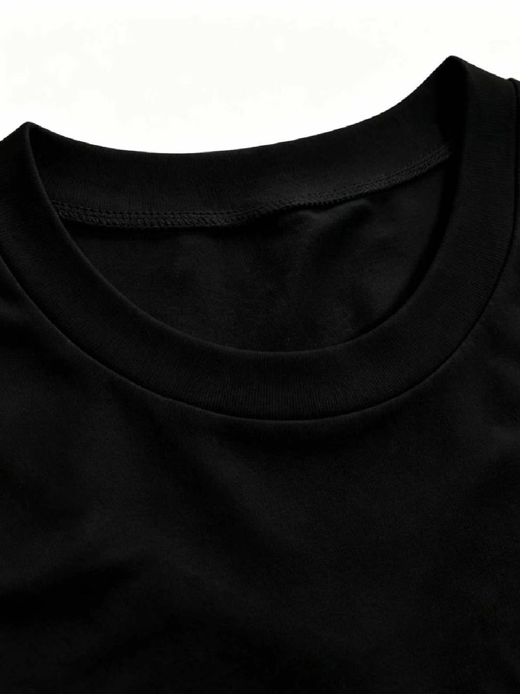 Sexy Streetwear Drop Shoulder Long Sleeve T-Shirt with Side Slit, American Style - Black