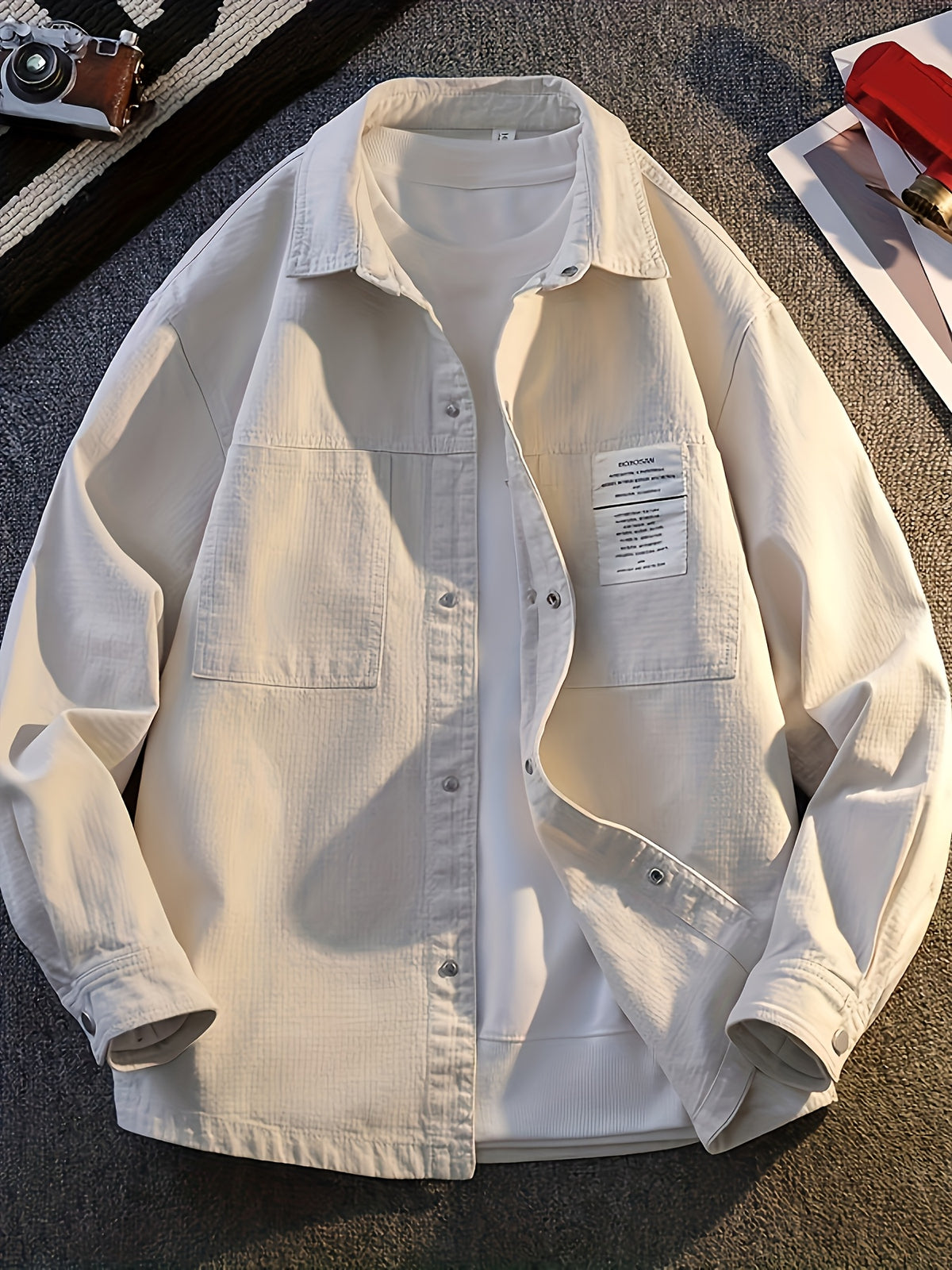 Men's Light Luxury Trendy Brand Shirt-Style Jacket, Spring/Autumn Men's Jacket, Spring/Autumn Workwear Clothing - Black