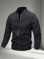 2026 New Men's Casual Windproof Jacket - A Must-Have for Stylish Men, Lightweight for Spring and Autumn, Full Zip Closure with Letter Embroidery, Casual Pilot Jacket Baseball Jacket, Fashionable and Versatile Streetwear Trend, Suitable for Outdoor - Classic Black