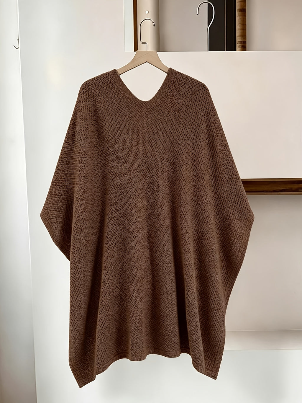 Autumn Winter New Loose Cape Cross-Body Tie Shawl Cardigan Women'S Outdoor Outerwear ASD1 - Coffee Color