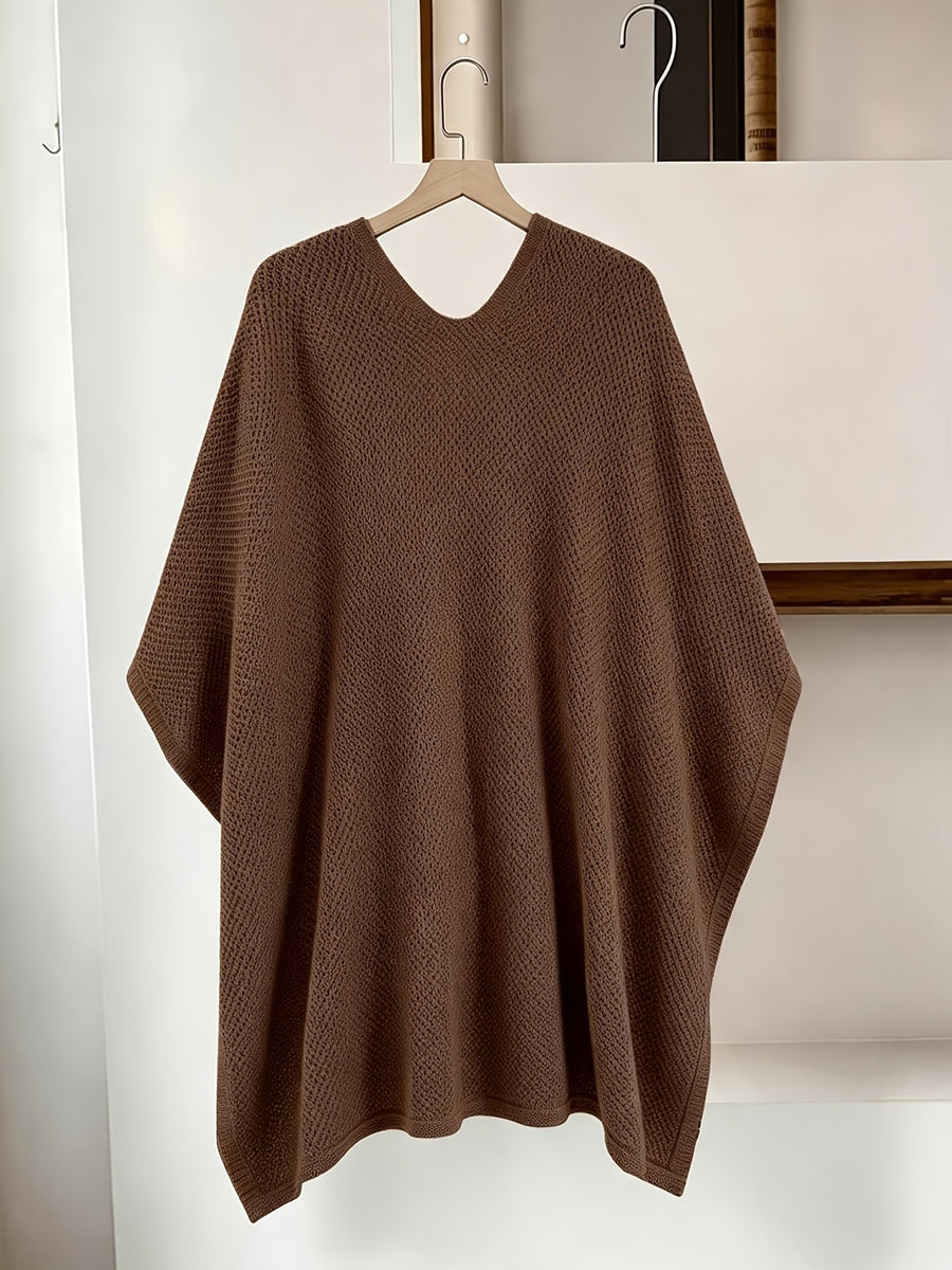 Autumn Winter New Loose Cape Cross-Body Tie Shawl Cardigan Women'S Outdoor Outerwear ASD1 - Coffee Color
