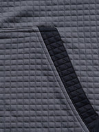 Autumn/Winter Men's Thickened Jacquard Long-Sleeve Open Cardigan Jacket, Hooded Fashionable Checkered Jacquard Textured Fabric, Comfortable Outerwear Suitable for Daily Outings, Outdoor Sports, Travel, and Vacations. Lightweight and Comfortable - Grey