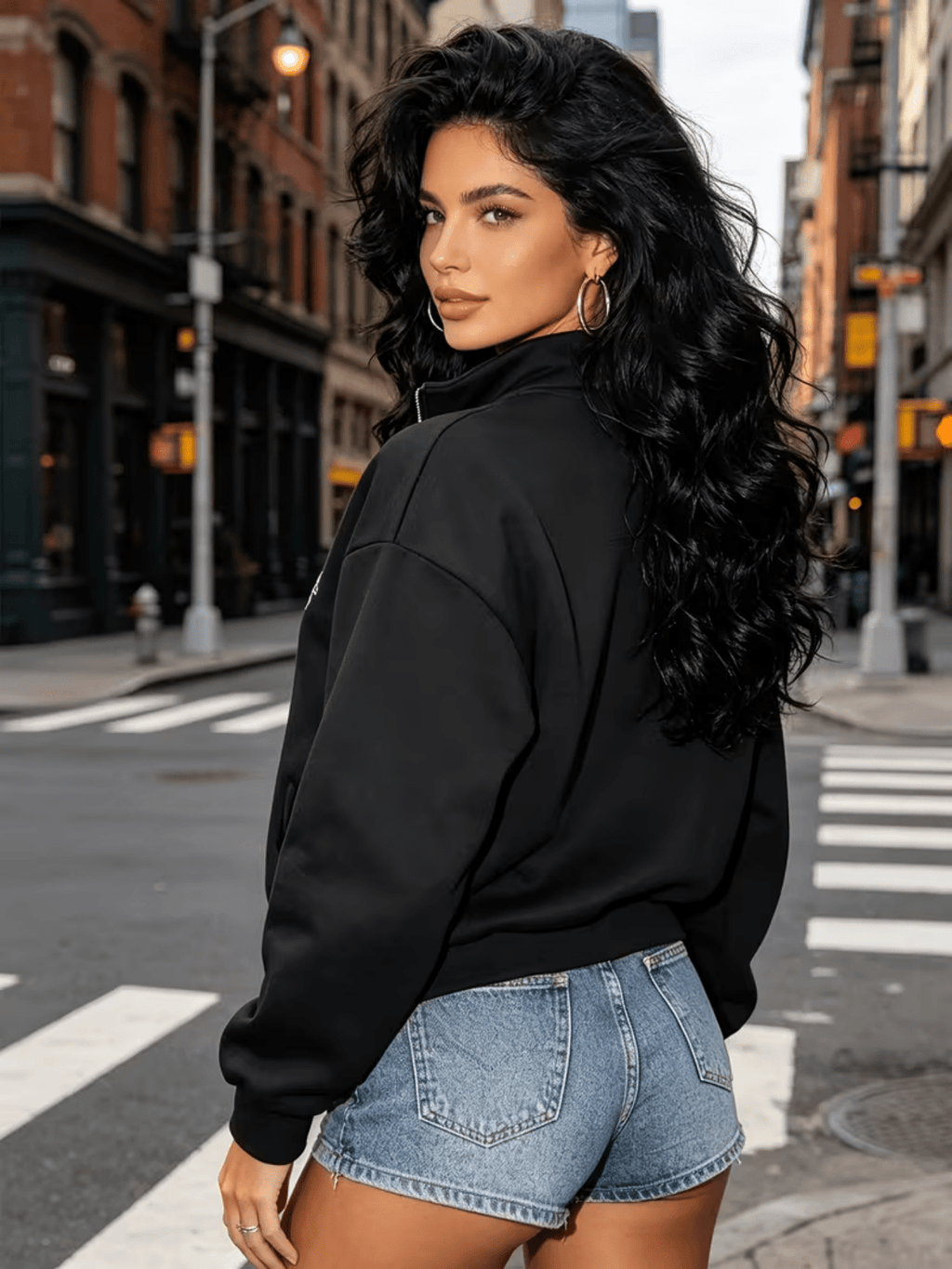 Women's 3pcs Outfit, Half-Zip Stand Collar Printed Sweatshirt, Casual Oversized Drop Shoulder Long Sleeve Top, Lined for Autumn & Winter, Versatile Slim-Fit - Pink + Black + Light Gray
