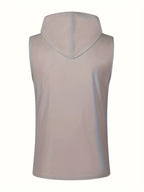 Men's Sleeveless Hooded Henley Shirt - Lightweight, Breathable Polyester | Summer Casual & Sporty Top with Button Detail | Machine Washable - Grey