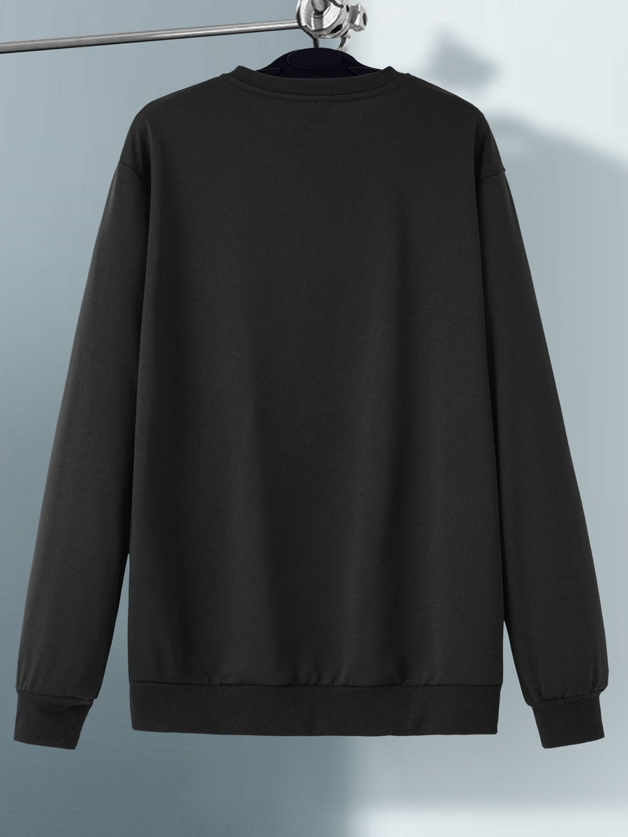 This Pullover Features a Round Neck And a Stylish Airplane Print, Making It a Versatile And Fashionable Choice for Casual Sportswear. It'S a Trendy Long-Sleeve Sweatshirt Suitable for Outdoor Activities, Perfect for Autumn And Winter Men'S Fashion - Black