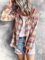 Hooded Plaid Sweatshirt - Multicolor