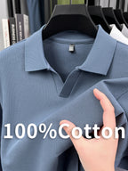 [Pearson OBM] Summer New Men'S Short Sleeve Polo Shirt, Lapel Easy Business Casual Premium Breathable Short Sleeve T-Shirt, Men'S Wear, Hongyang - Grey-blue