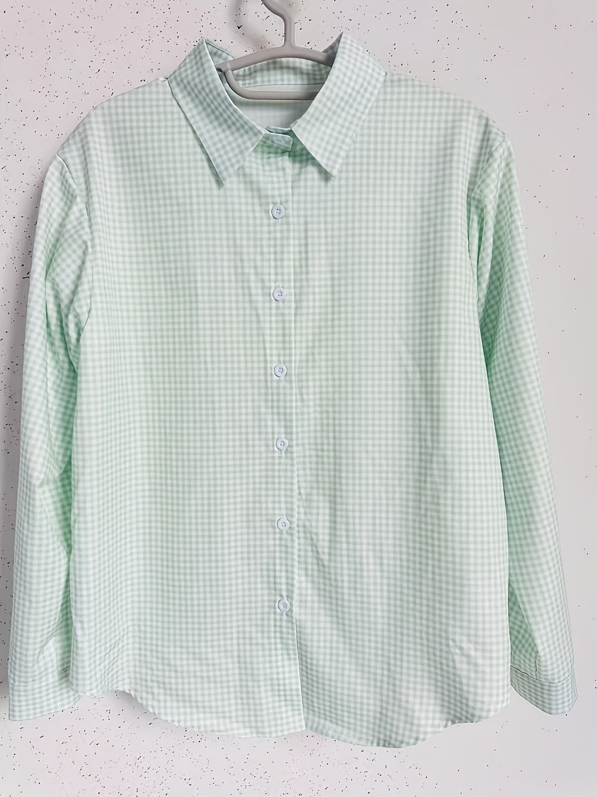 Elegant Special Edition Women'S Printed Shirt - Long Sleeve Button-Up, Classic Collar, Suitable for Office, Commute, Or Formal Events, Office Wear, Exquisite Casual - Light Green