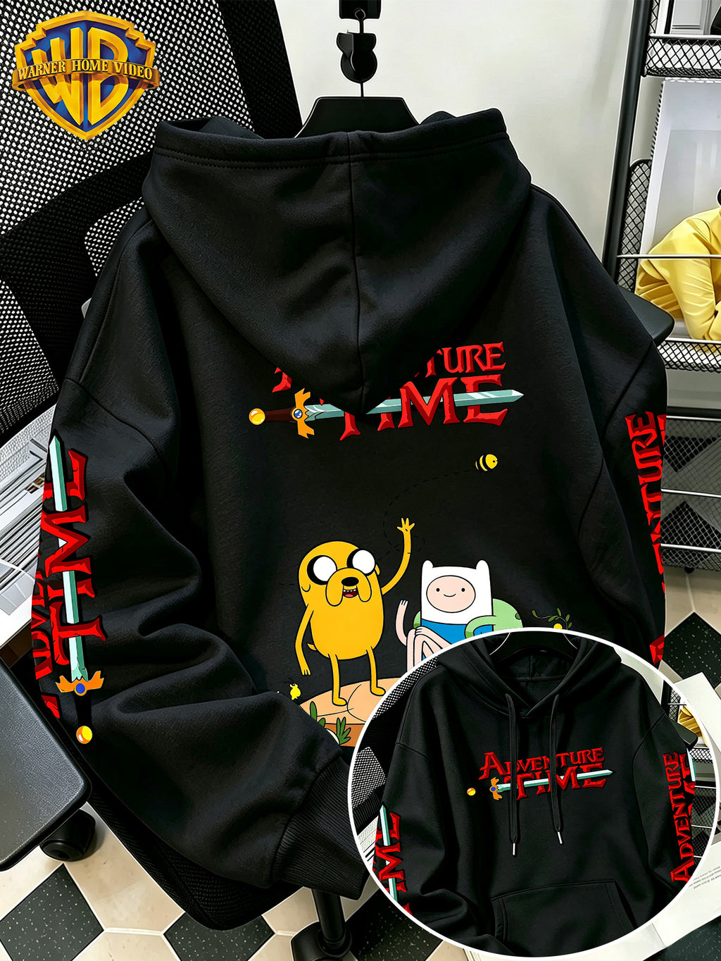 By Warner Bros., 2026 New Adventure Treasure Print, Men's Hoodie, Hooded Sweatshirt, Kangaroo Pocket and Drawstring Hat, Suitable for Daily and Outdoor Sports Wear, Autumn and Winter Warm Jacket, Fashionable Jacket - Black