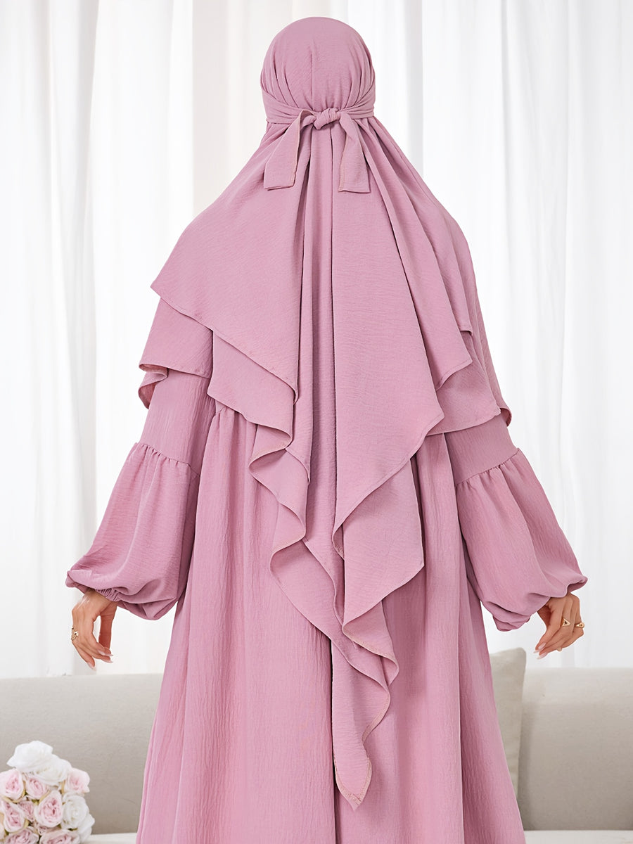 1pc (No Include Clothing) Kimmar Double-Layer Kimmar Shawl Headscarf Fashion Classic Versatile Kimmar, Suitable for Women'S Daily Wear - Pink