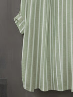 Targeted Development Women'S Long Sleeve Casual Striped Shirt, Suitable for Spring And Autumn - Olive Green And White